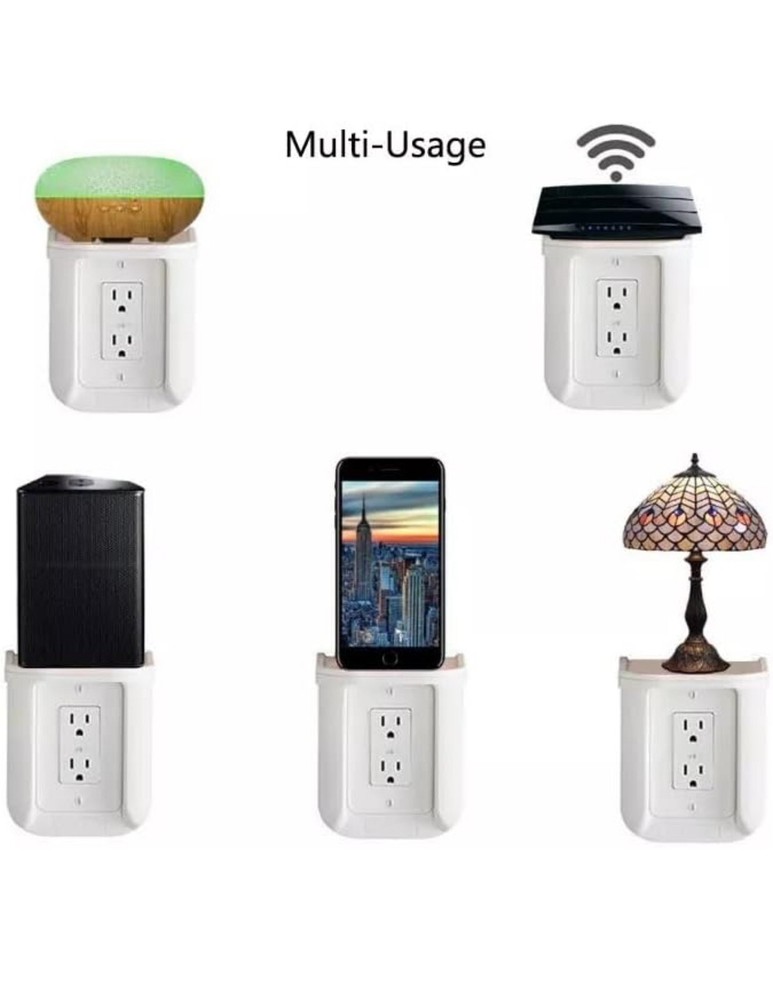 Vertical Outlet Shelf Wall Holder Standard Space Saving White