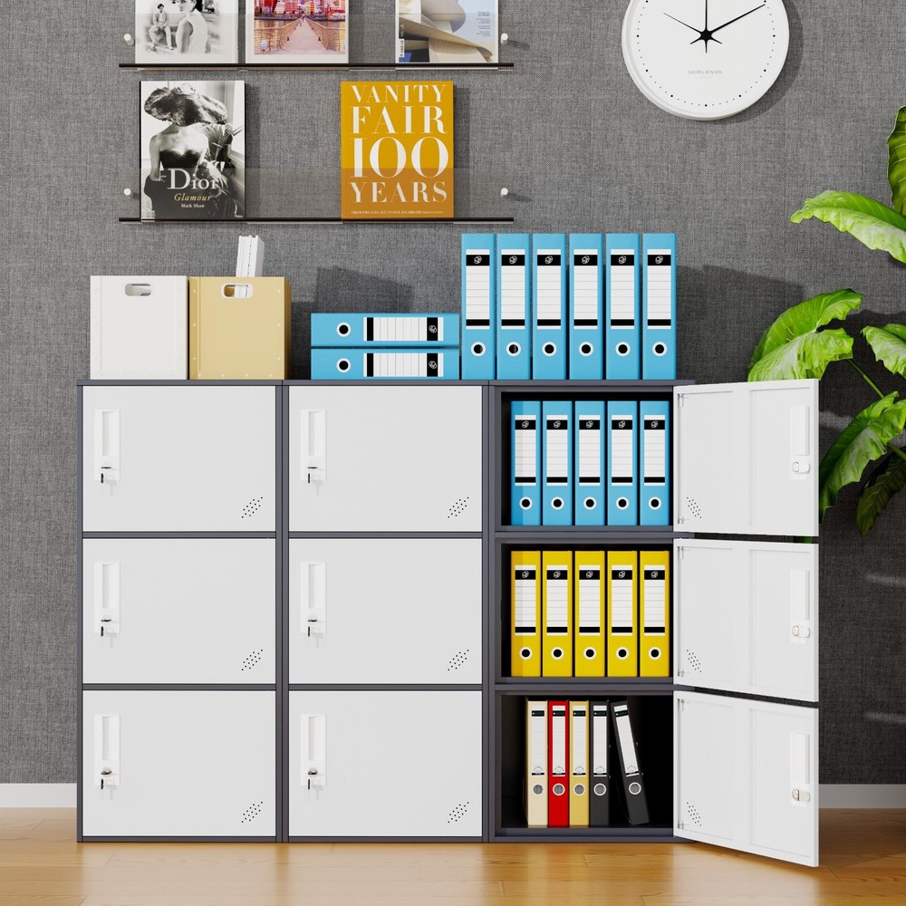 2 Door Vertical Stackable Storage Cabinet with Lock,Anti-Failing Device