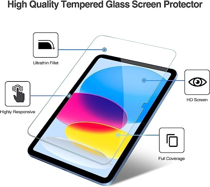 2-Pack For iPad 10th Generation Tempered Glass Screen Protector Privacy / Clear