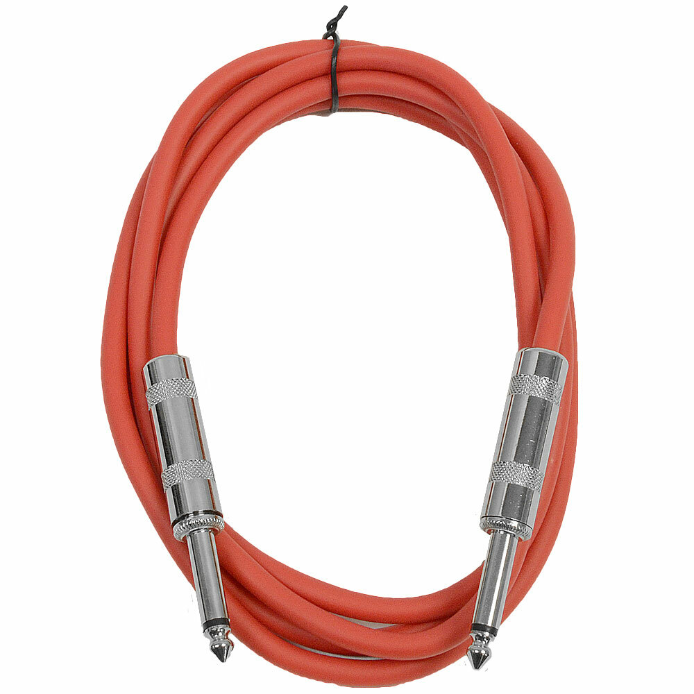 SEISMIC AUDIO - Red 1/4" TS 6' Patch Cable - Effects - Guitar - Instrument
