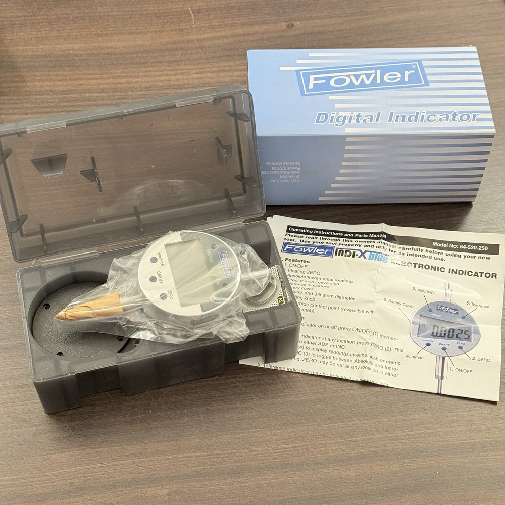 Fowler Digital Indicator .5" Range .0005" Res Lug And Flat Back 54-520-255-0