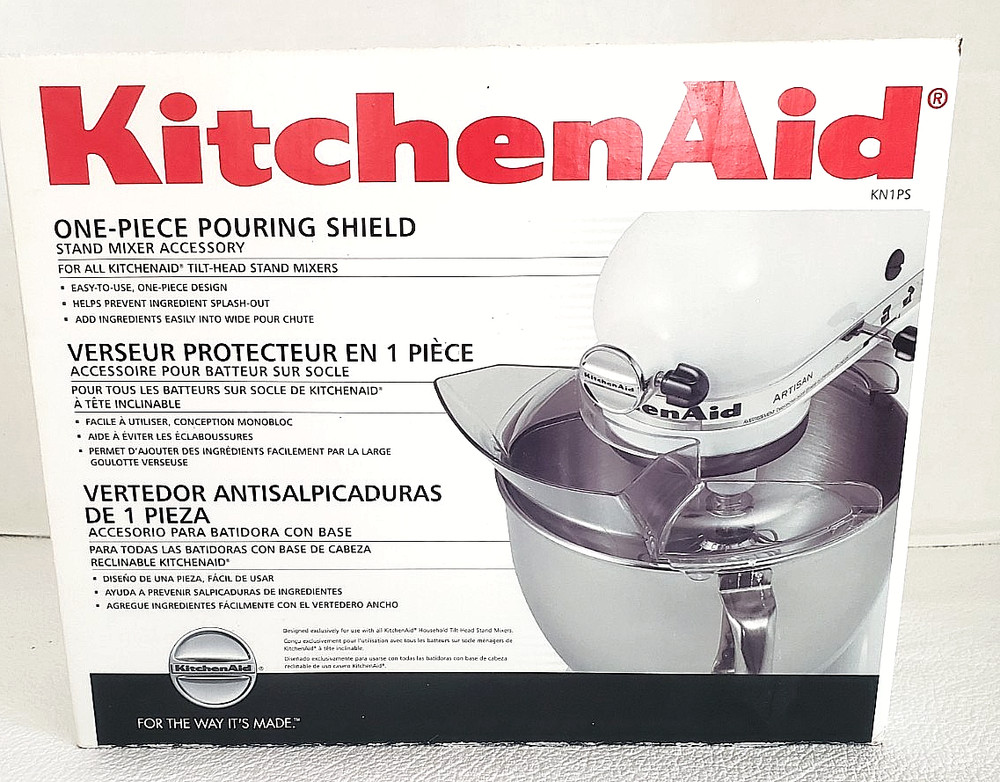KITCHEN AID One Piece Pouring Shield Stand Mixer Accessory KN1PS  Original Box