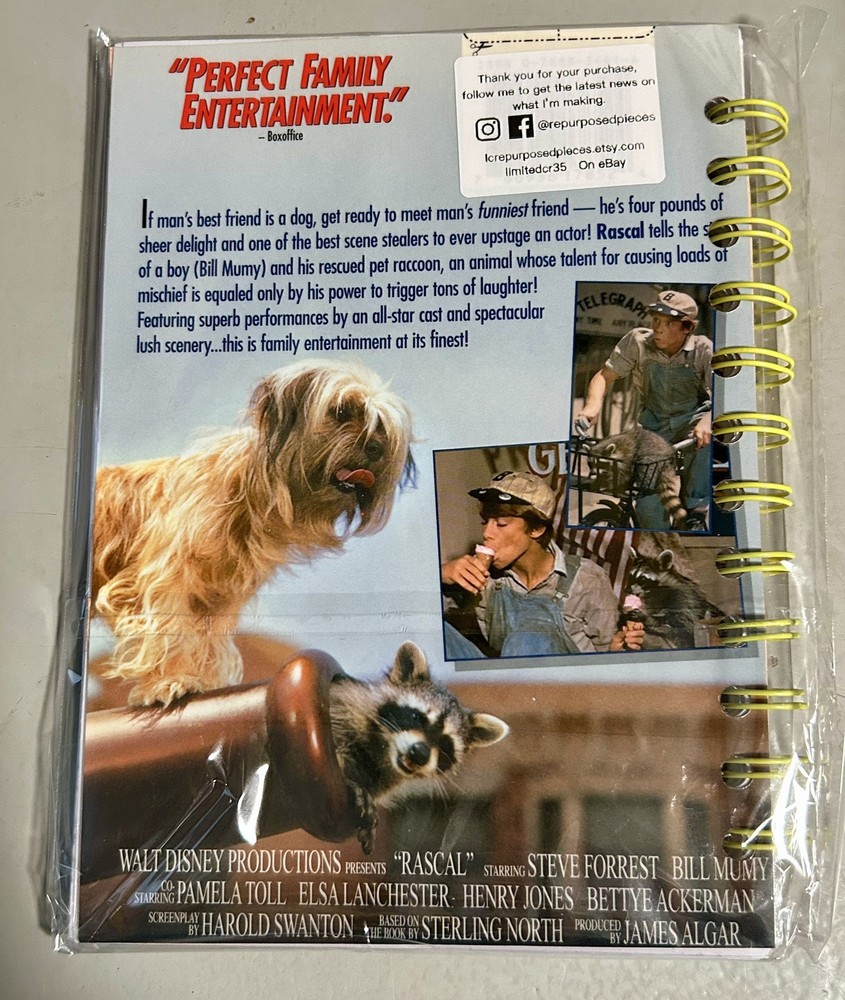 Handmade Repurposed Notebook Made From VHS Tape Cover Rascal