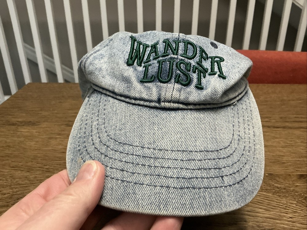 Wander Lust Hat Cap Strap Back Womens Blue Denim Adjustable