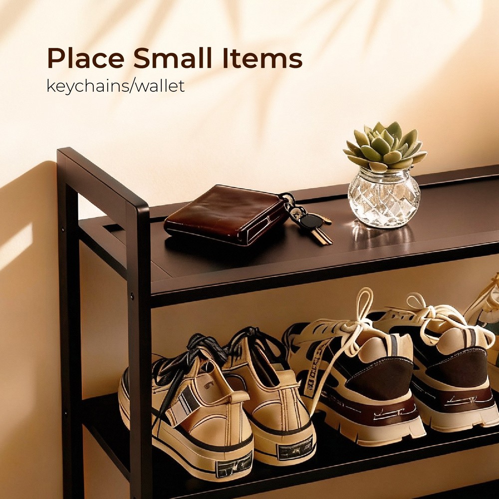 6-Layer Coffee Bamboo Shoe Rack, 68x25x89cm