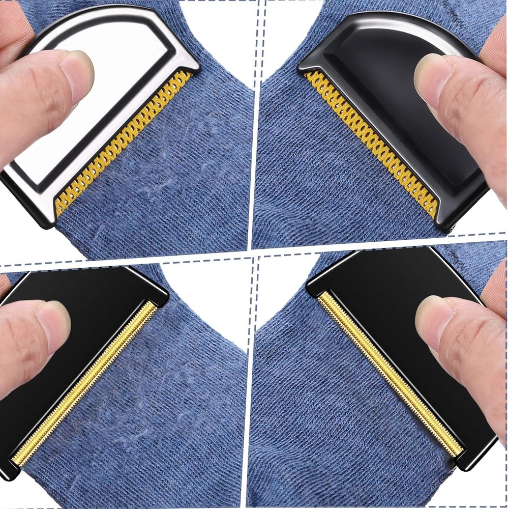 4 Pieces Sweater Combs to Remove Pilling Defuzzer Multi-Fabric Black