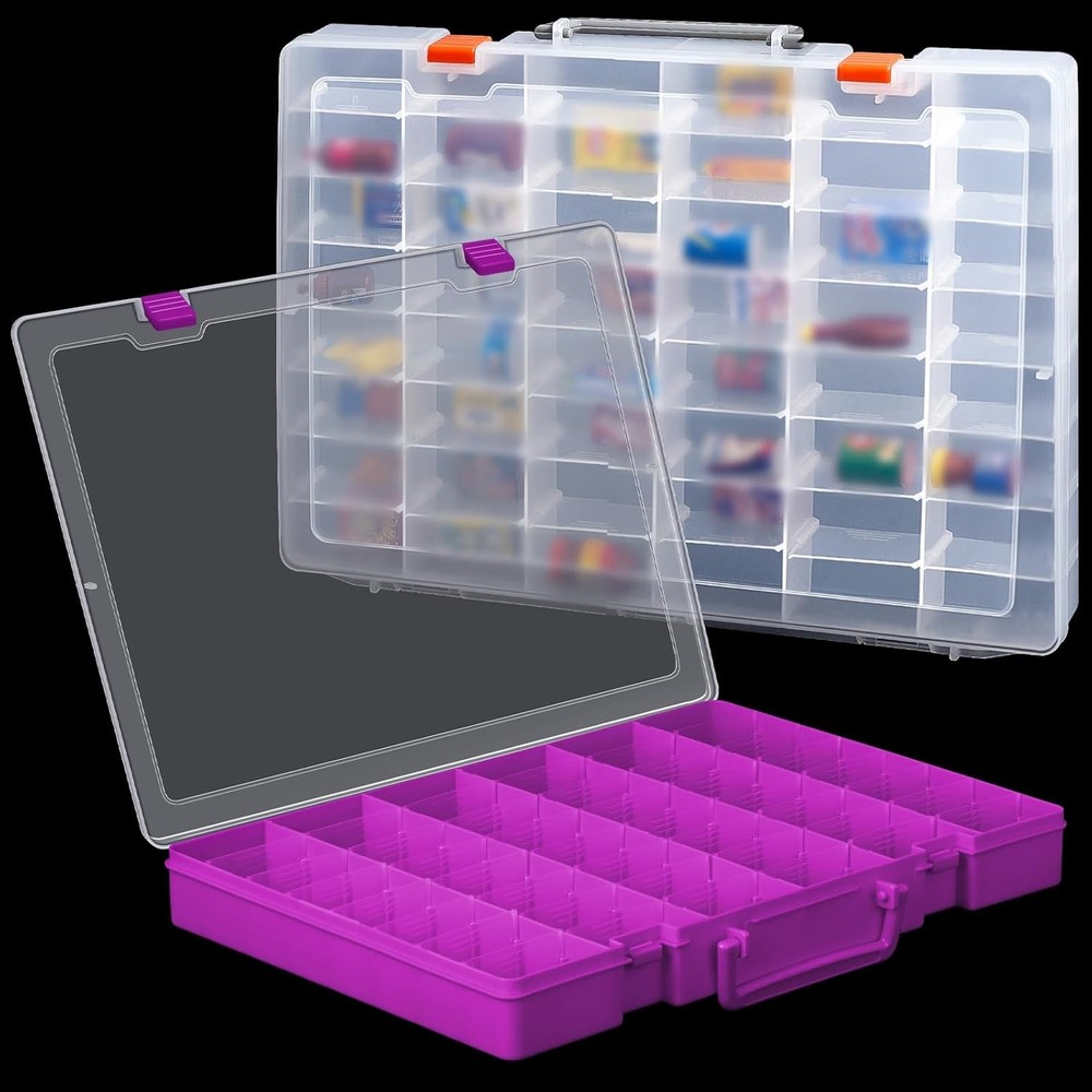 2 Pcs Large 48 Grids Plastic Storage Bead Organizer Box Tackle Box Compartment