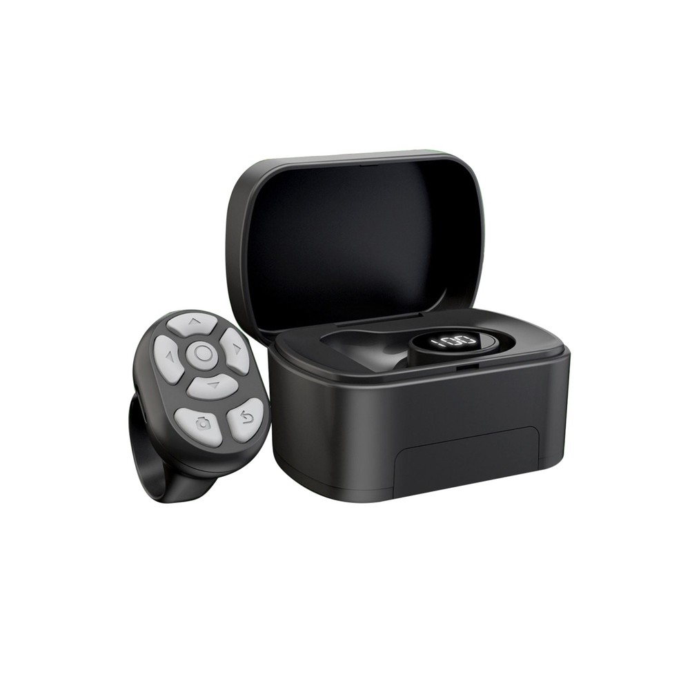 Black Remote Control Scrolling Ring With Charging Compartment Versatile Tool