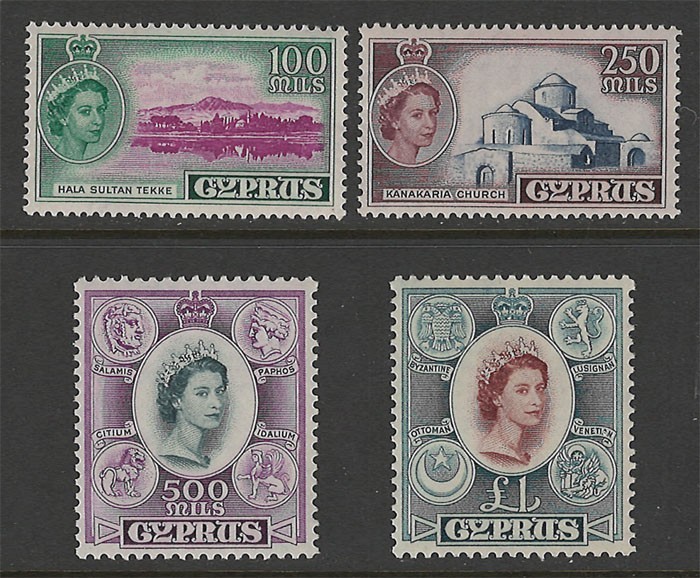 CYPRUS SCOTT#179-182 MINT NEVER HINGED HIGH VALUES TO SET