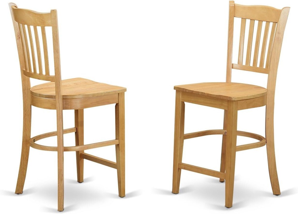 Oak 3-Piece Counter Height Dining Set: Rectangle Table & 2 Chairs Included