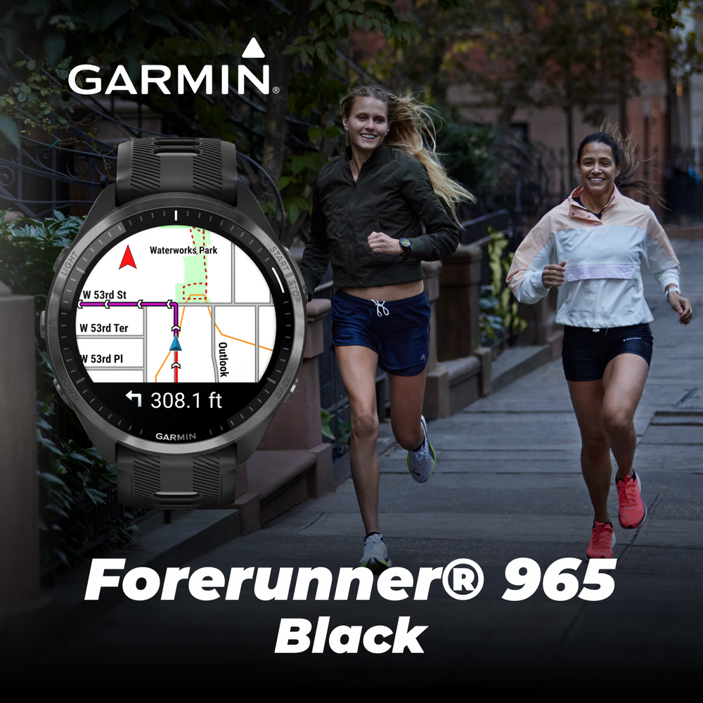 Garmin Forerunner 965 Running Smartwatch AMOLED Gray Titanium w/ White EarBuds