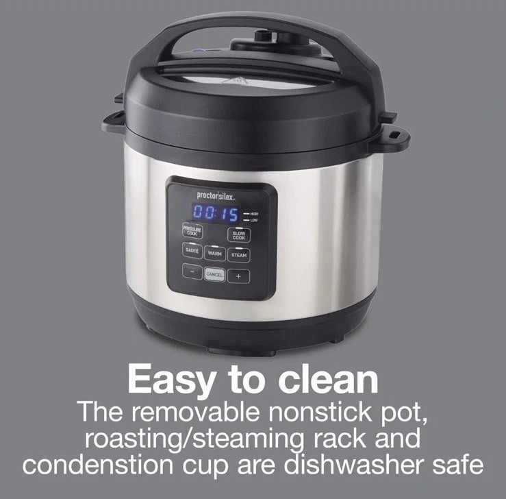 Simplicity 4-In-1 Electric Pressure Cooker,3 Quart Multi-Function,Pres&Slow Cook