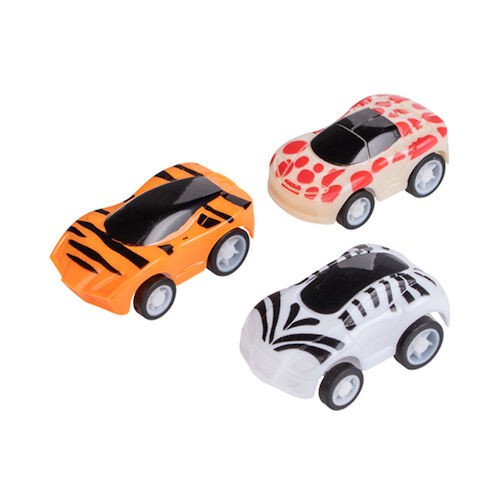 Pull-Back Vehicles Animal Print Safari, 2", 12/Pkg.
