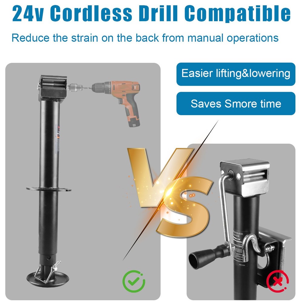 Drill-Powered Adjustable 23" Lift 5000lbs A-Frame Trailer Jack Tongue Stand