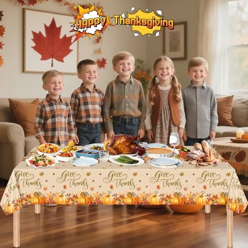 3 Pcs Thanksgiving Tablecloth Disposable - Fall Table cloth, Give Thanks