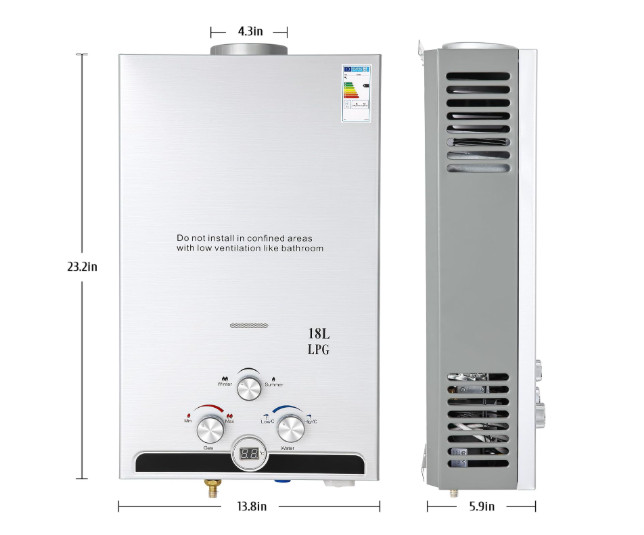 18L 5GPM LPG Gas Hot Water Heater Tankless On-Demand Instant Boiler