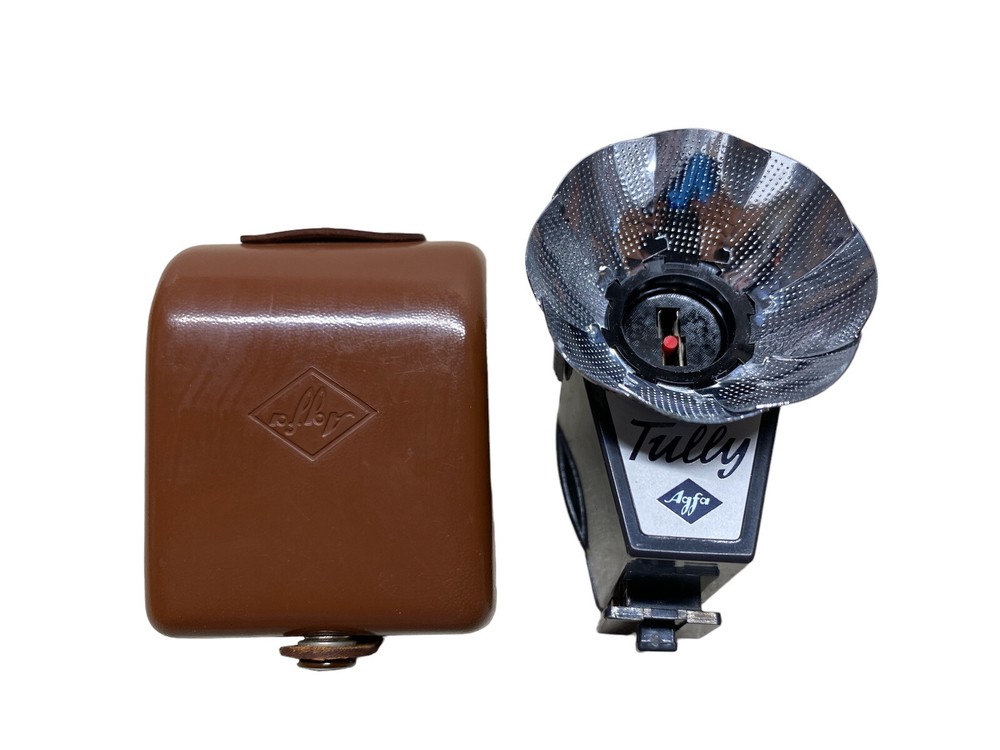 Vintage Agfa Tully Camera Flash W/ Leather Case Germany