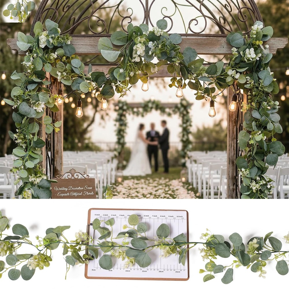 Artificial Eucalyptus Vines (3-Pack, Total 17.7Ft), Green Eucalyptus Garland ...