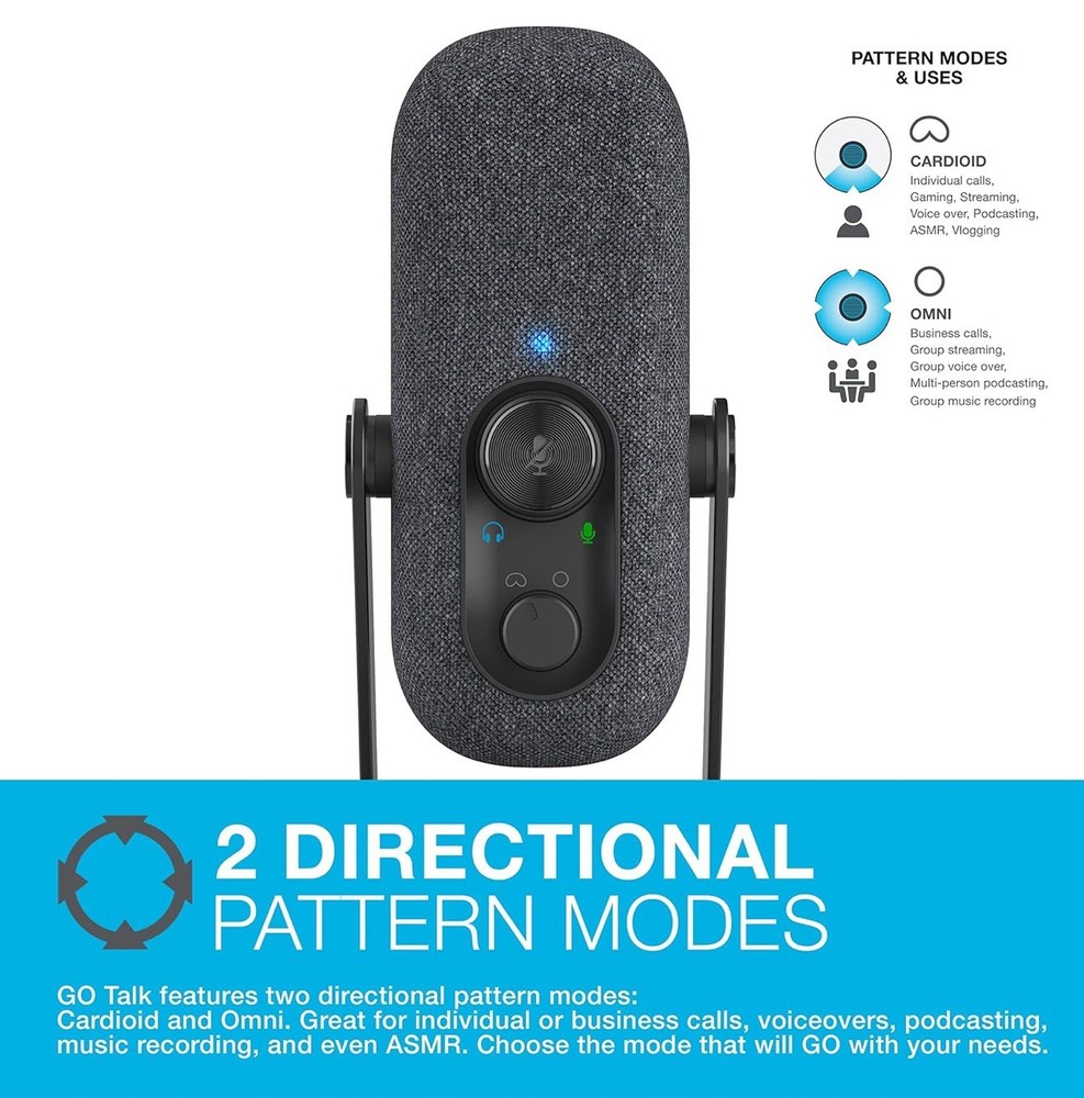 NIB - JLab Go Talk USB Desktop Microphone - 2 Directional Pattern Modes