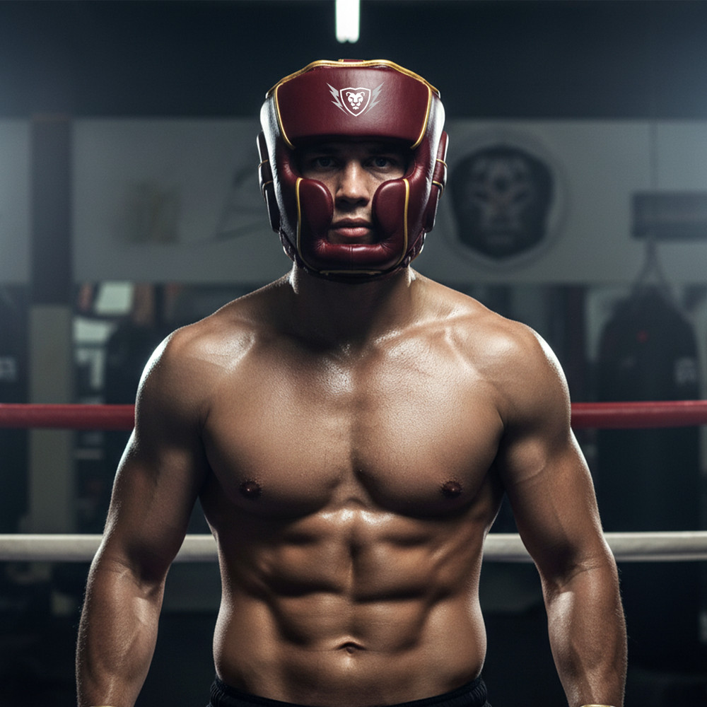MUFASA INTERNATIONALS Cowhide Leather Boxing Headguard