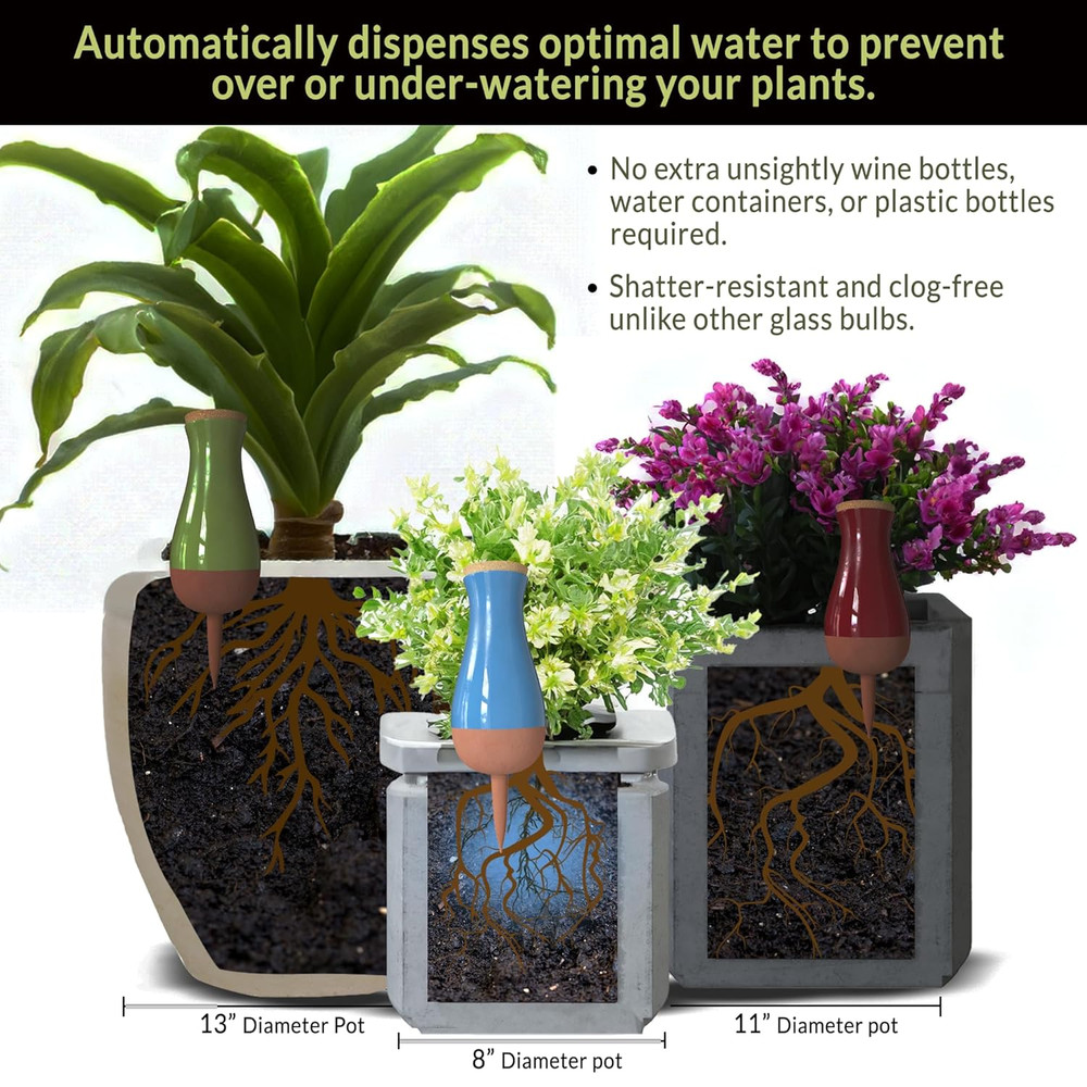 Drip Irrigation Stakes - Extra Large Improved Drip Easy-Refill 4 Week Waterer...