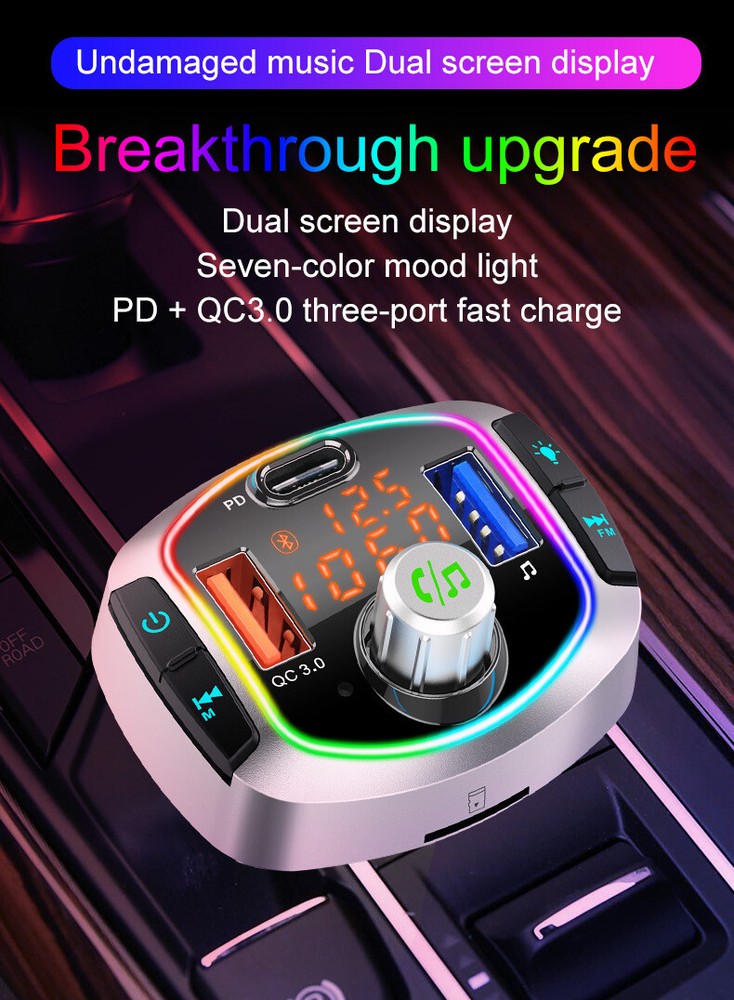 Car Bluetooth FM Transmitter MP3 U Disk Player Adapter Kit Dual USB Fast Charger