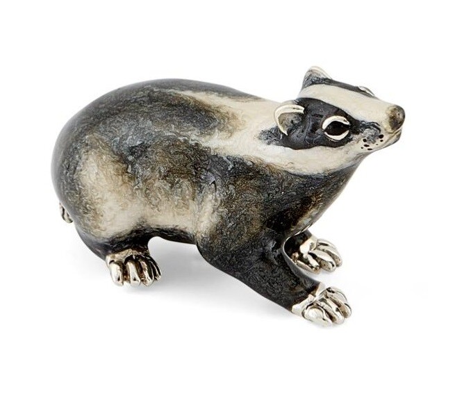 Saturno Silver and Enamel Badger- Sterling , Hallmarked Silver
