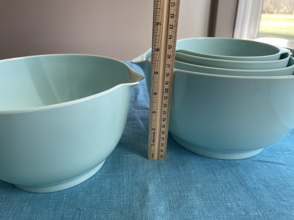 5 Sizes Melamine Pour Spout Nesting Mixing Bowls Robin Egg Blue