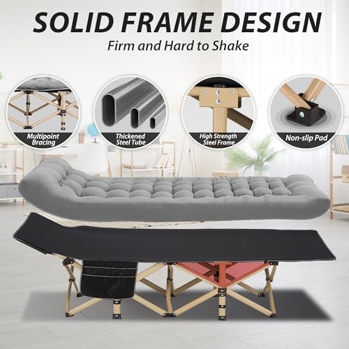 Folding Camping Cot for Sleeping, Portable Cots for Black(with Mattress)