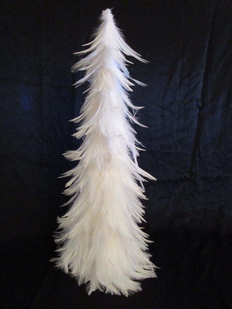 White Feather Feathers Tree Christmas 21"H 5" Diameter Base