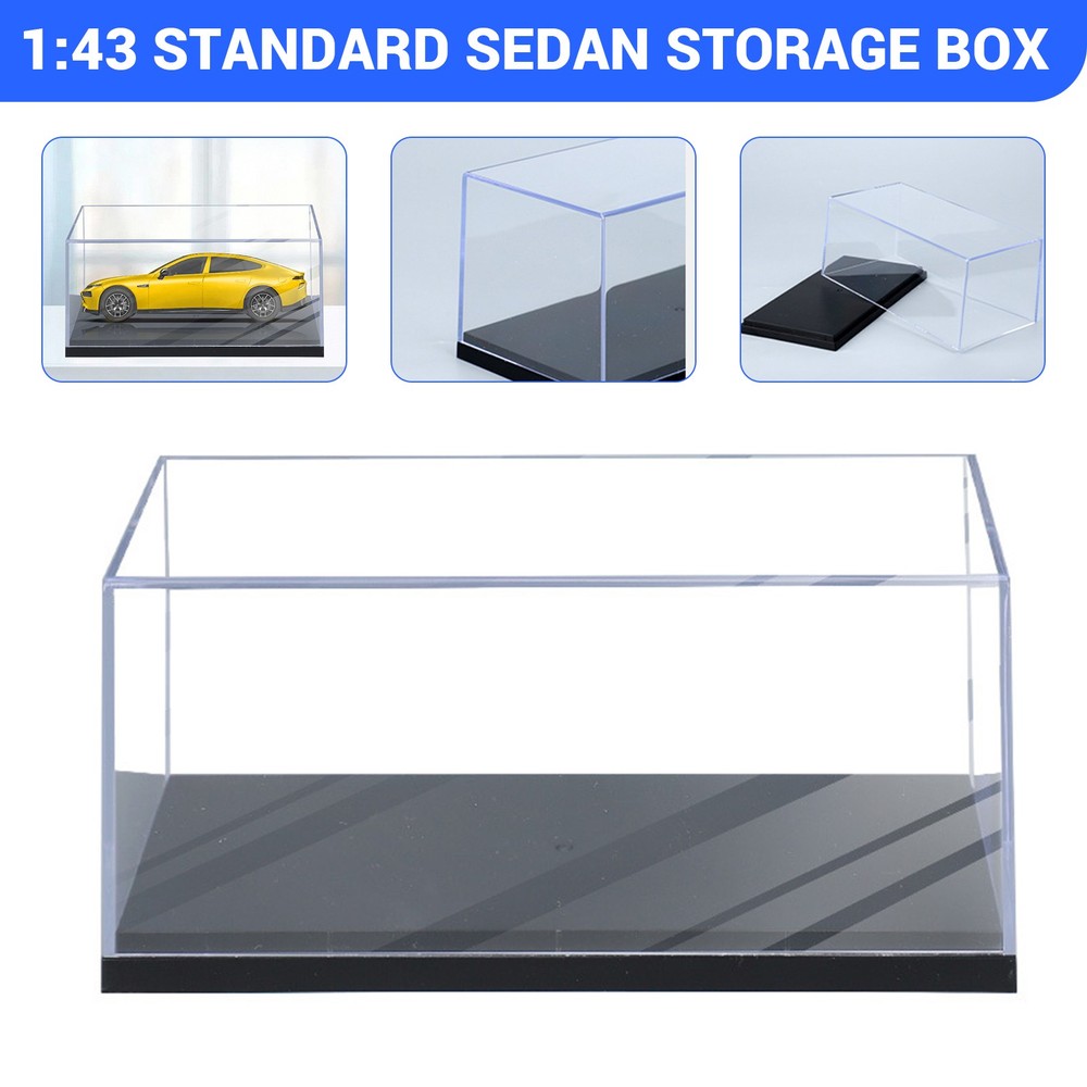 1-10x 1:43 Acrylic Display Case with Base, Stackable Toy Car Storage Organizer
