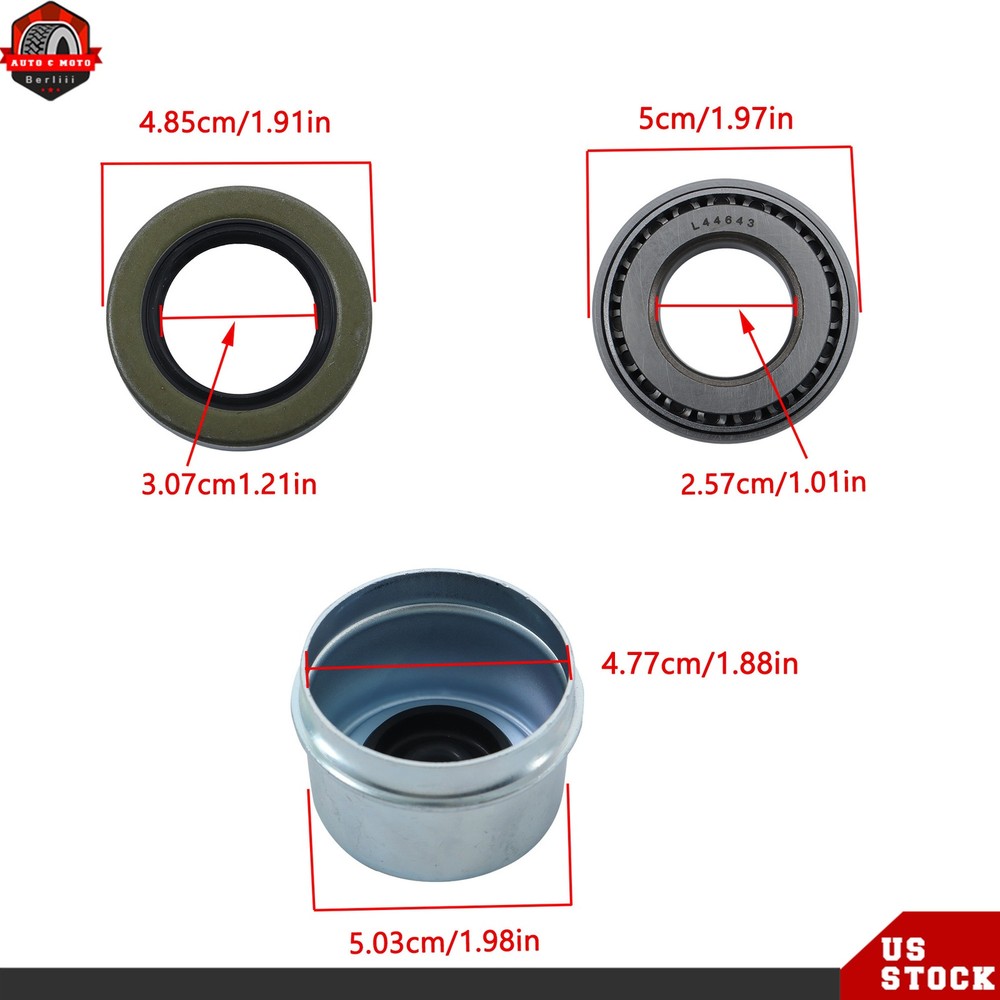 2 Set L44643 L44610 Boat Trailer Bearing Kit For 1" 2000-2200 Lbs Trailer Axle