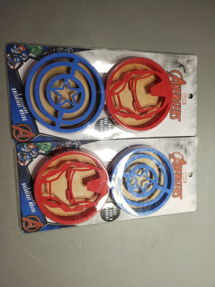 NEW Marvel's Avengers 4 Silicone Egg & Pancake Breakfast Molds double pack