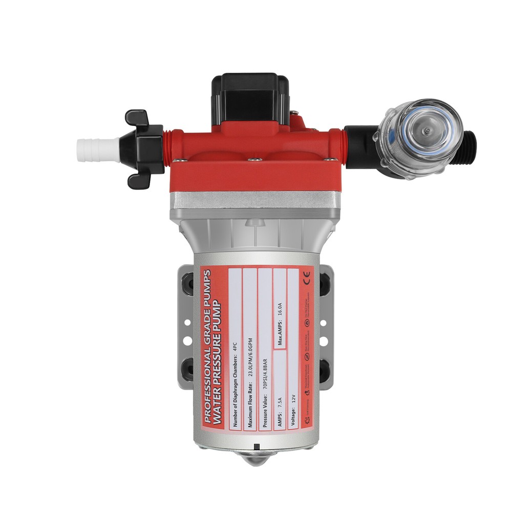 12V Water Pump Self-Priming Pressure Diaphragm Pump 70 PSI 6 GPM For Boat RV