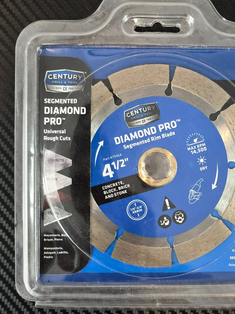 Century Drill & Tool 75454 Diamond Segmented Rim Blade, 4-1/2"