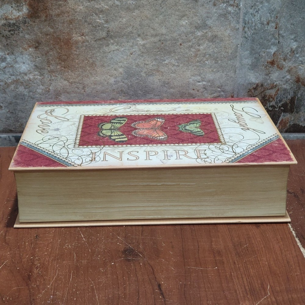 Faux False Book Storage Box Butterfly Theme Create Laugh Love Inspire