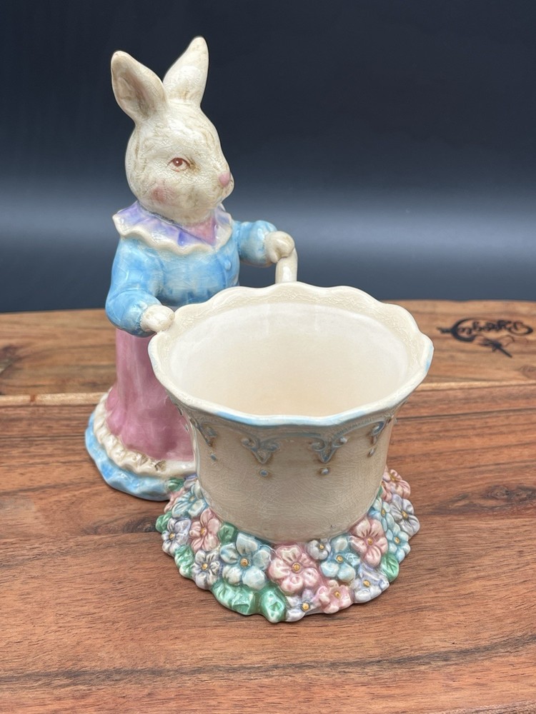 Department 56 Easter Bunny Teacup Ceramic Planter