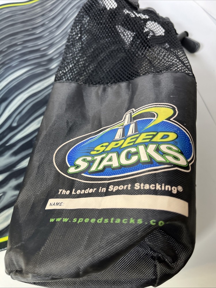 Speed Stack Cup Set WSSA 12 Cups Stackable Light Blue W/ Mesh Bag With Mat
