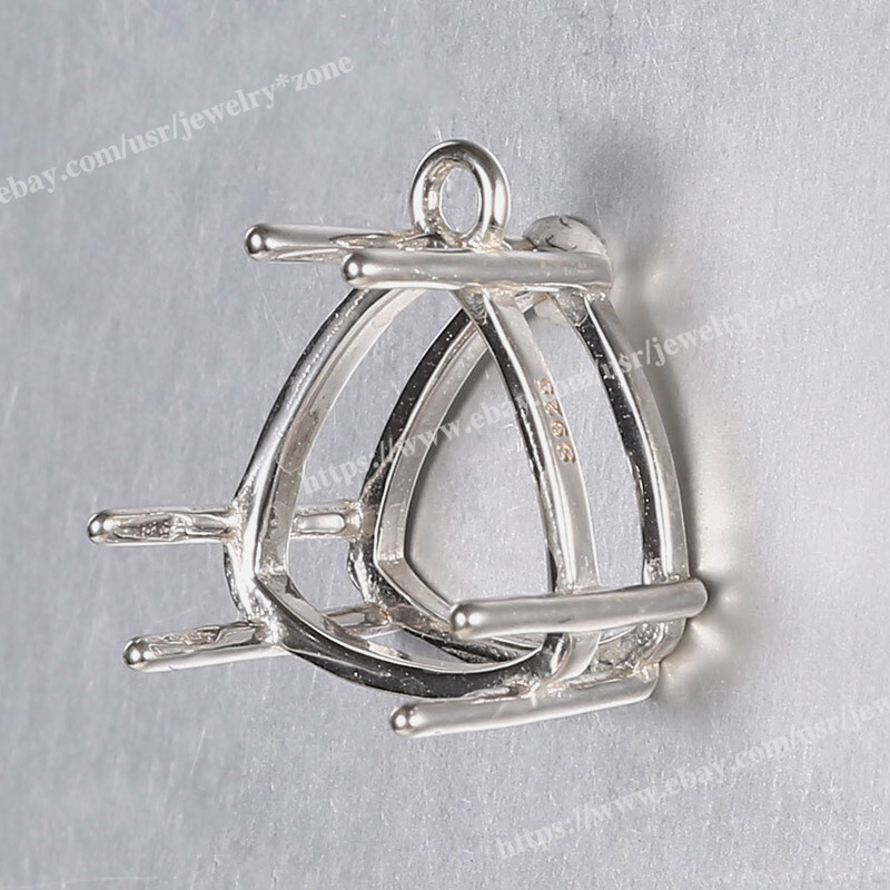 Sterling Silver Pre-Notched Earring/Pendant Setting 4mm-16mm Trillion Setting