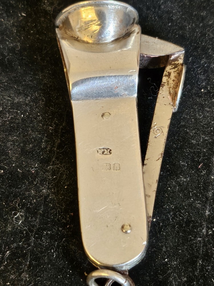 Beautiful Antique Solid Silver Cheroot/ Cigar Cutter Birmingham 1907 William H
