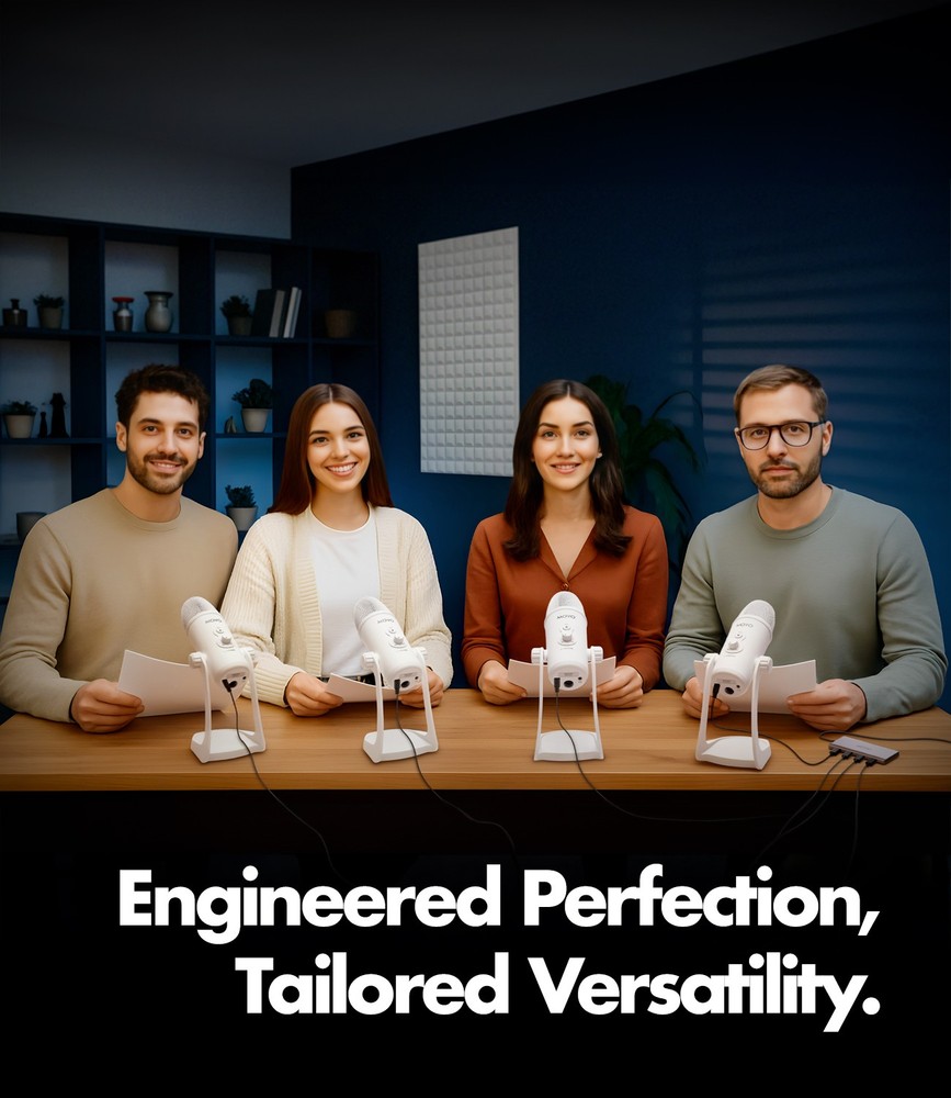 Movo White USB Podcast Equipment Bundle for 4