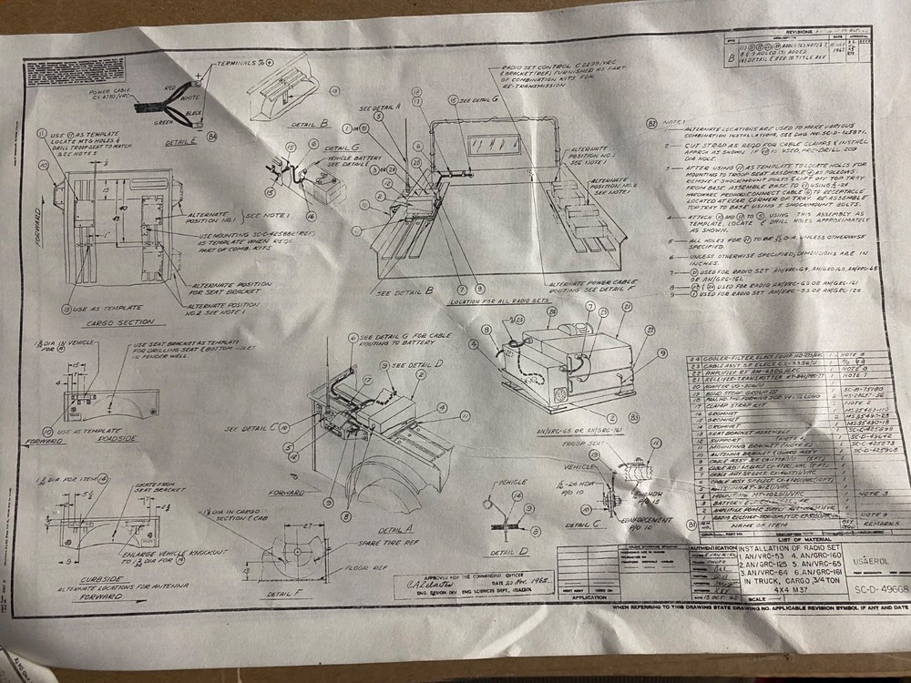 US Military Dodge M37 Support Bracket Part SC-D-49642