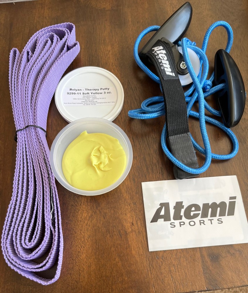 Physical Therapy Bundle: Stretching Strap, Shoulder Pulley, Therapy Putty