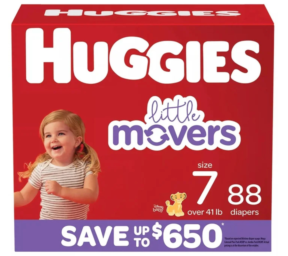 Huggies Little Movers Diapers, Size 7 - 88 Count