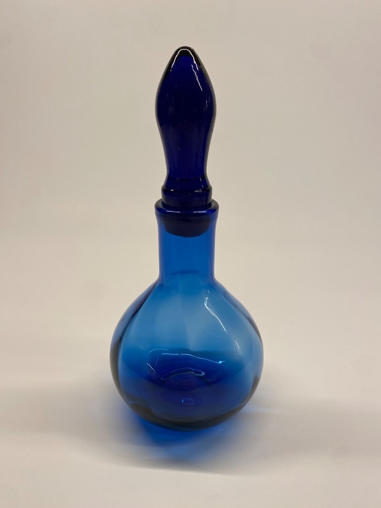 MCM Blenko Style Small Optic Perfume Bottle with stopper - Cobalt Blue