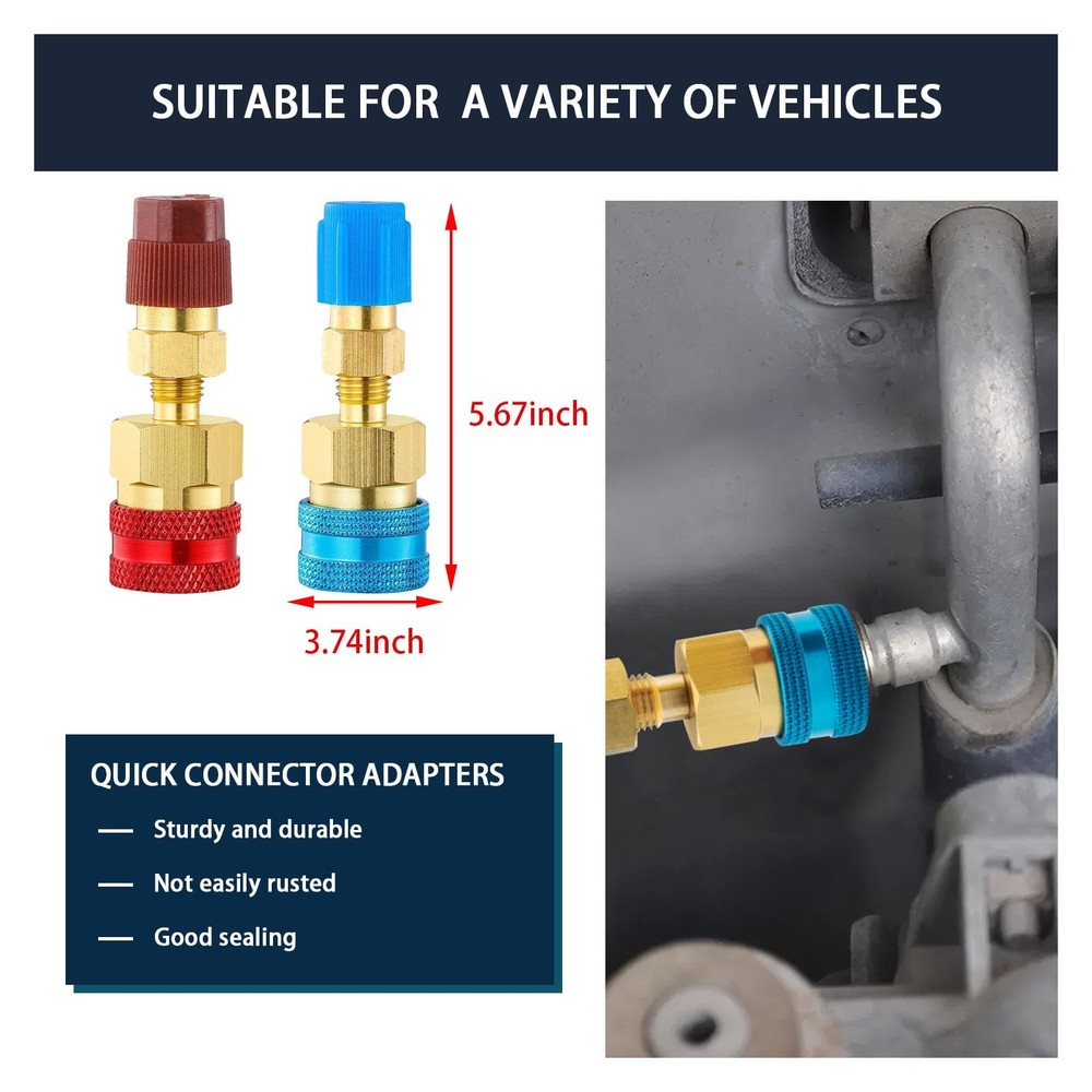 R1234YF to R134A Quick Couplers Conversion Kit High Low Side AC Adapters