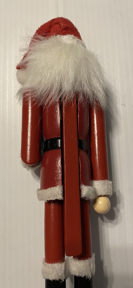9" Wood Santa Nutcracker Figurine Christmas Tree EUC