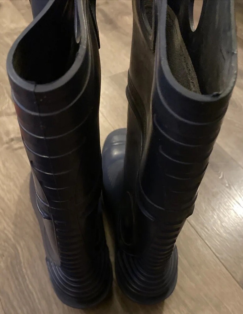 Boot Plain Toe Cleated Boot Pull On Rubber 16” Blue Men's Sz 13 Made In USA EUC