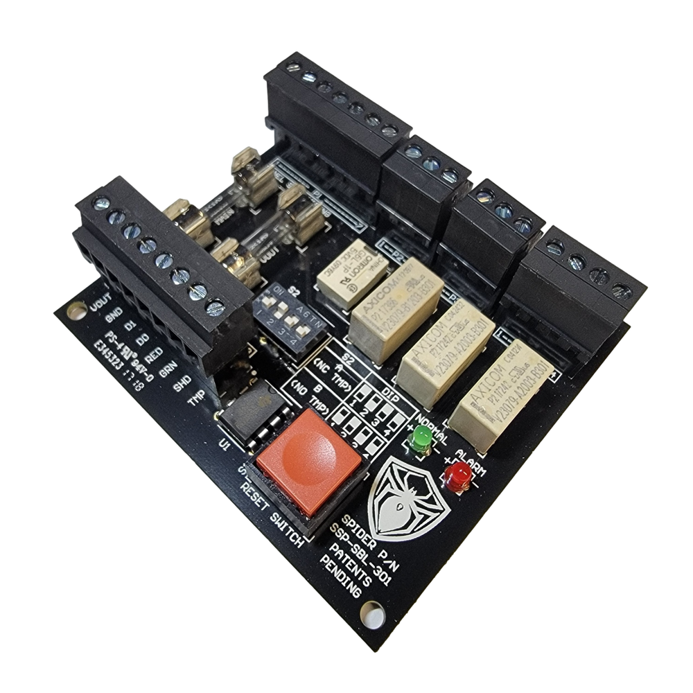 Spider Latching 12VDC DPDT Relay Module / Panel Mounted / Pulse Trigger / LED