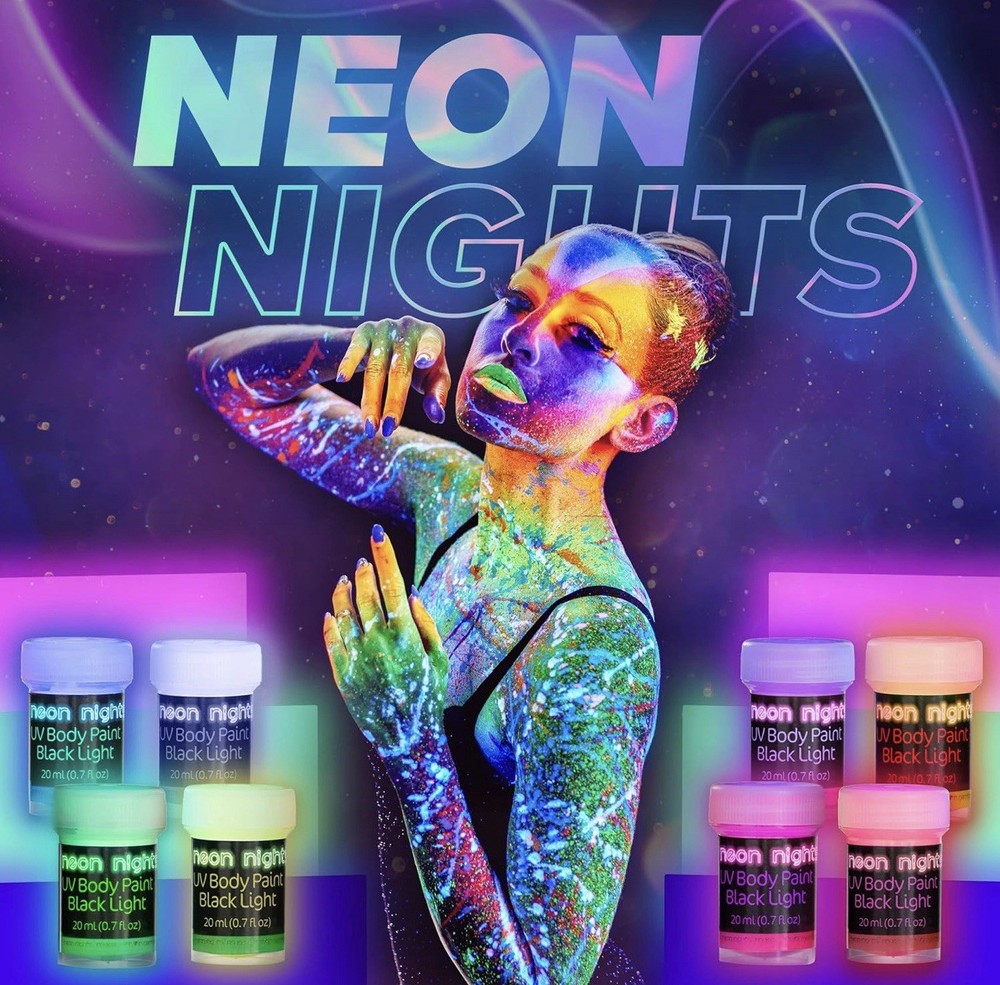 UV Body Paint Set | Blacklight Glow Makeup Kit | Fluorescent Face Paints